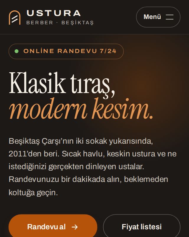 Ustura Berber örnek sitesinin telefon görünümü