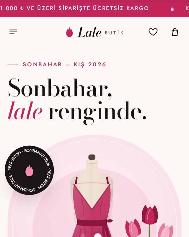 Lale Butik örnek sitesinin telefon görünümü